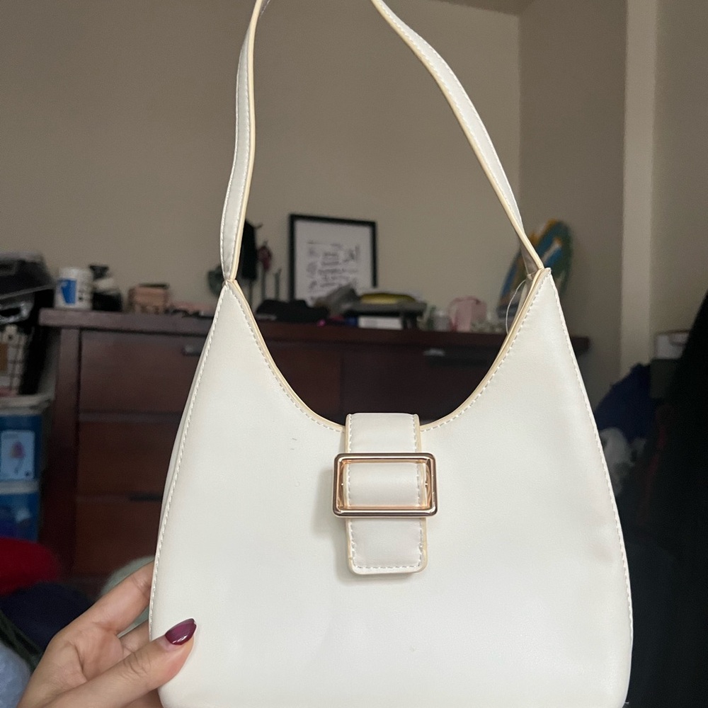 Princess Polly white faux leather shoulder bag